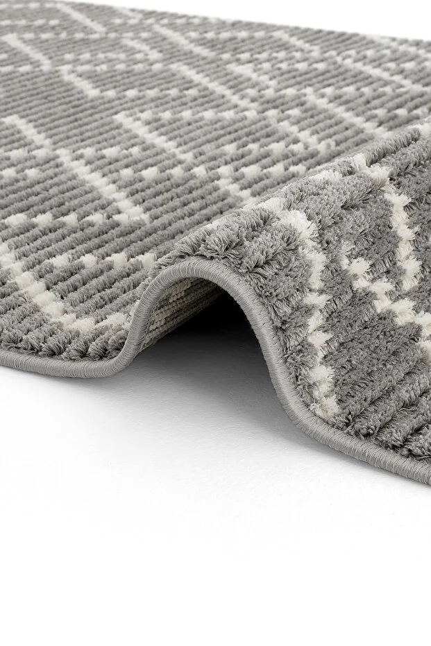 Vetrina 3605 Gri Etnik Desenli Iskandinav Yolluk Antre Hol Koridor Halısı Yatak Odası Halı Yolluk